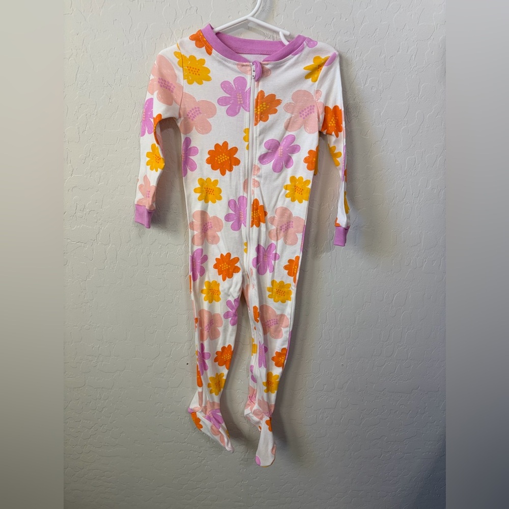 dip Kids Floral Footie Pajamas in White, Pink, Orange, Yellow